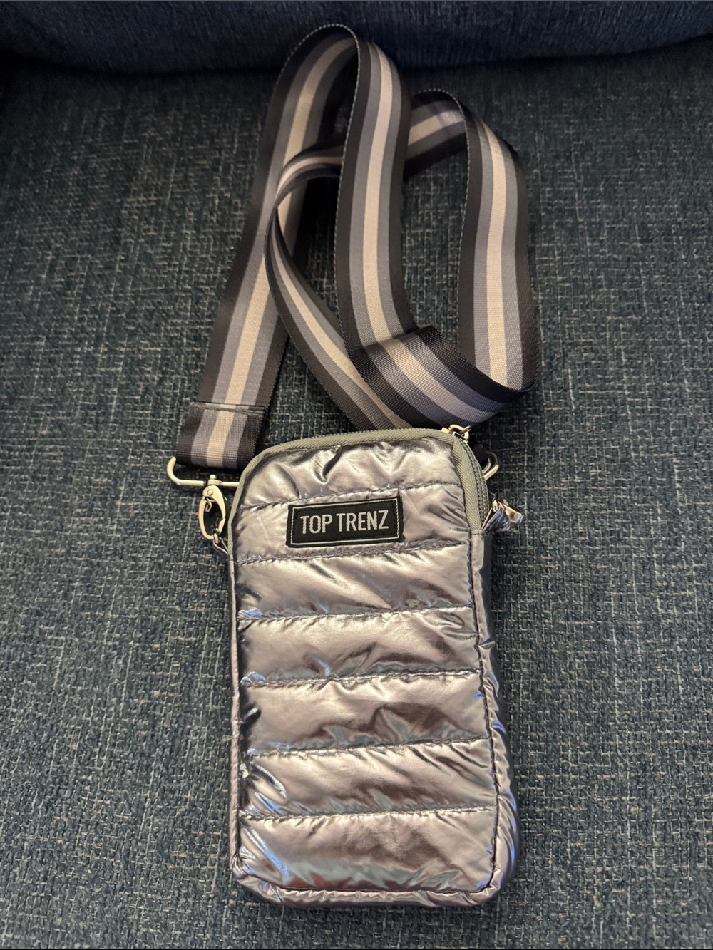 Metallic Gray Crossbody Phone Bag